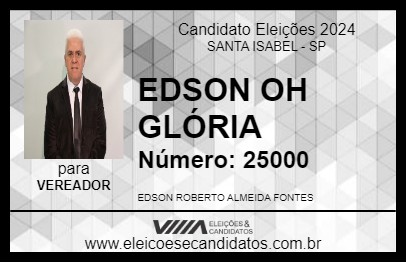 Candidato EDSON OH GLÓRIA 2024 - SANTA ISABEL - Eleições