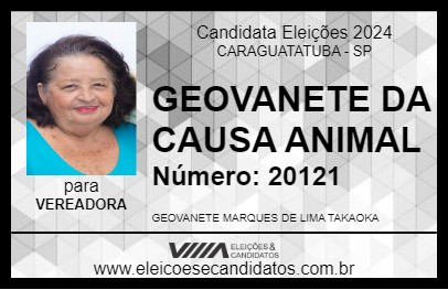 Candidato GEOVANETE DA CAUSA ANIMAL 2024 - CARAGUATATUBA - Eleições