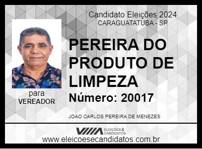 Candidato PEREIRA DO PRODUTO DE LIMPEZA 2024 - CARAGUATATUBA - Eleições