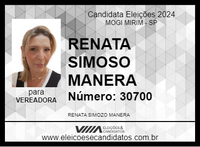 Candidato RENATA SIMOSO MANERA 2024 - MOGI MIRIM - Eleições