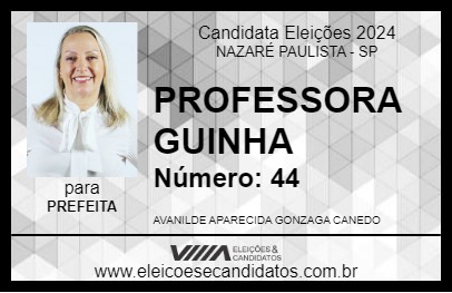 Candidato PROFESSORA GUINHA 2024 - NAZARÉ PAULISTA - Eleições