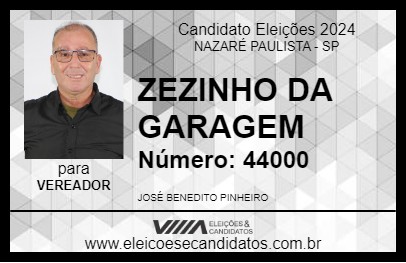 Candidato ZEZINHO DA GARAGEM 2024 - NAZARÉ PAULISTA - Eleições