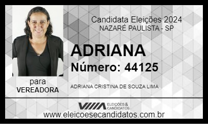 Candidato ADRIANA 2024 - NAZARÉ PAULISTA - Eleições