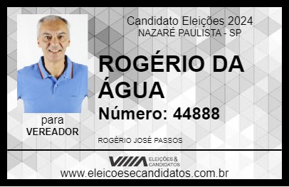 Candidato ROGÉRIO DA ÁGUA 2024 - NAZARÉ PAULISTA - Eleições