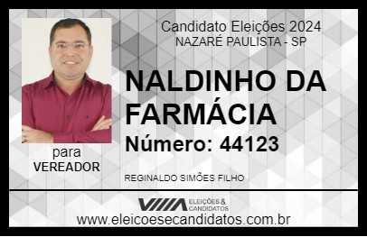 Candidato NALDINHO DA FARMÁCIA 2024 - NAZARÉ PAULISTA - Eleições