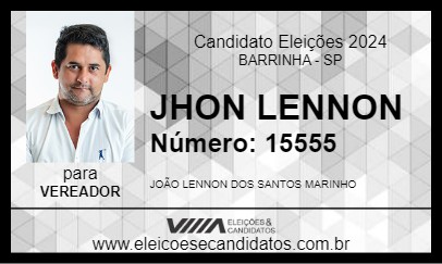 Candidato JHON LENNON 2024 - BARRINHA - Eleições