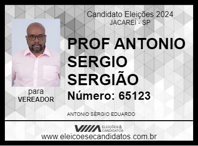 Candidato PROF ANTONIO SERGIO SERGIÃO 2024 - JACAREÍ - Eleições