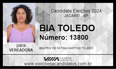 Candidato BIA TOLEDO 2024 - JACAREÍ - Eleições