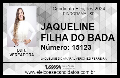 Candidato JAQUELINE DO BABA 2024 - PINDORAMA - Eleições