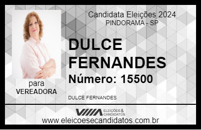 Candidato DULCE FERNANDES 2024 - PINDORAMA - Eleições