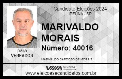 Candidato MARIVALDO MORAIS 2024 - IPEÚNA - Eleições