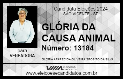 Candidato GLÓRIA DA CAUSA ANIMAL 2024 - SÃO VICENTE - Eleições