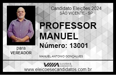 Candidato PROFESSOR MANUEL 2024 - SÃO VICENTE - Eleições