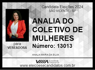 Candidato ANALIA DO COLETIVO DE MULHERES 2024 - SÃO VICENTE - Eleições