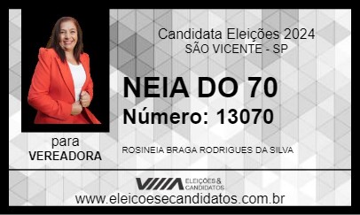 Candidato NEIA DO 70 2024 - SÃO VICENTE - Eleições