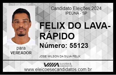 Candidato FELIX DO LAVA-RÁPIDO 2024 - IPEÚNA - Eleições