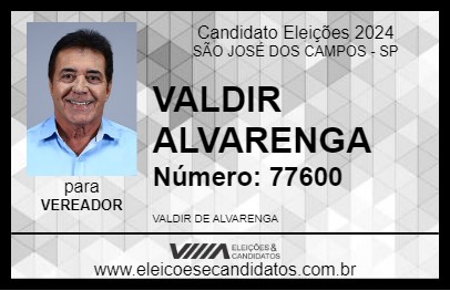 Candidato VALDIR ALVARENGA 2024 - SÃO JOSÉ DOS CAMPOS - Eleições