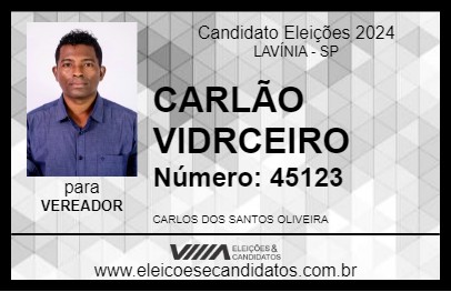 Candidato CARLÃO VIDRACEIRO 2024 - LAVÍNIA - Eleições