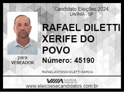 Candidato RAFAEL DILETTI XERIFE DO POVO 2024 - LAVÍNIA - Eleições