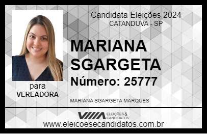 Candidato MARIANA SGARGETA 2024 - CATANDUVA - Eleições