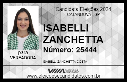 Candidato ISABELLI ZANCHETTA 2024 - CATANDUVA - Eleições