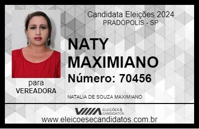 Candidato NATY MAXIMIANO 2024 - PRADÓPOLIS - Eleições