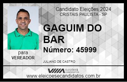 Candidato GAGUIM DO BAR 2024 - CRISTAIS PAULISTA - Eleições