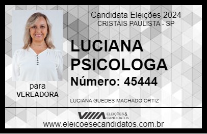 Candidato LUCIANA PSICOLOGA 2024 - CRISTAIS PAULISTA - Eleições