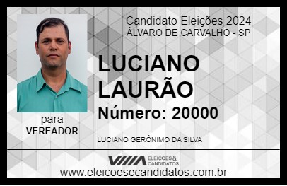 Candidato LUCIANO LAURÃO 2024 - ÁLVARO DE CARVALHO - Eleições