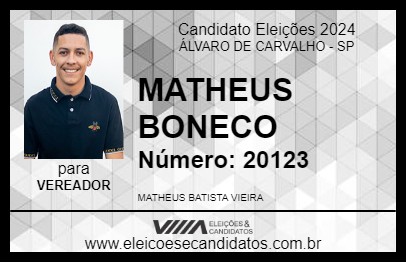 Candidato MATHEUS BONECO 2024 - ÁLVARO DE CARVALHO - Eleições