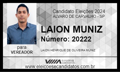 Candidato LAION MUNIZ 2024 - ÁLVARO DE CARVALHO - Eleições