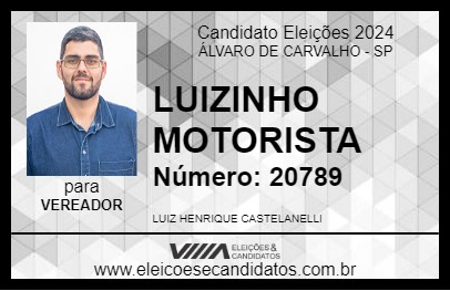 Candidato LUIZINHO MOTORISTA 2024 - ÁLVARO DE CARVALHO - Eleições