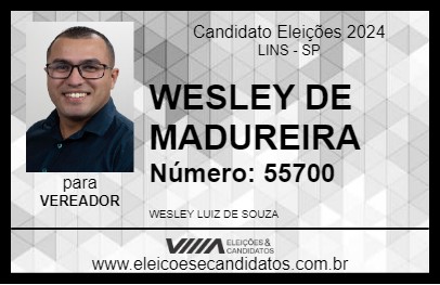 Candidato WESLEY DE MADUREIRA 2024 - LINS - Eleições