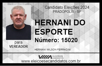 Candidato HERNANI DO ESPORTE 2024 - PRADÓPOLIS - Eleições