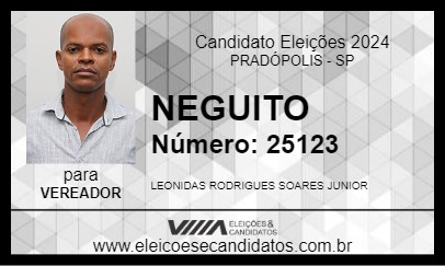 Candidato NEGUITO 2024 - PRADÓPOLIS - Eleições