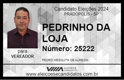 Candidato PEDRINHO DA LOJA 2024 - PRADÓPOLIS - Eleições