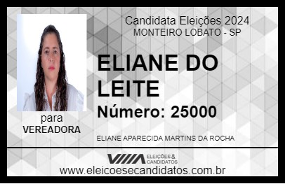 Candidato ELIANE DO LEITE 2024 - MONTEIRO LOBATO - Eleições