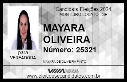 Candidato MAYARA OLIVEIRA 2024 - MONTEIRO LOBATO - Eleições