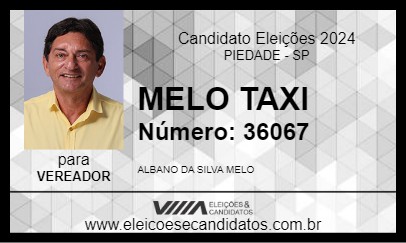 Candidato MELO TAXI 2024 - PIEDADE - Eleições