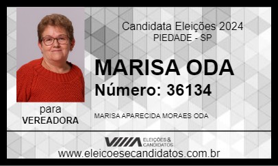 Candidato MARISA ODA 2024 - PIEDADE - Eleições