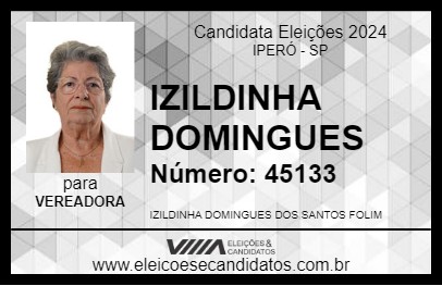 Candidato IZILDINHA DOMINGUES 2024 - IPERÓ - Eleições