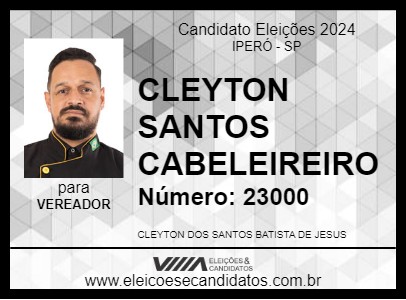 Candidato CLEYTON SANTOS CABELEIREIRO 2024 - IPERÓ - Eleições