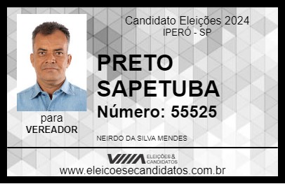 Candidato PRETO SAPETUBA 2024 - IPERÓ - Eleições