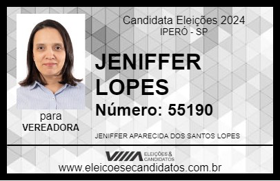 Candidato JENIFFER LOPES 2024 - IPERÓ - Eleições