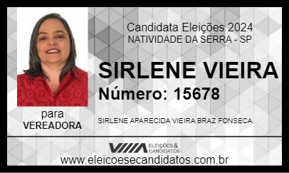 Candidato SIRLENE VIEIRA 2024 - NATIVIDADE DA SERRA - Eleições