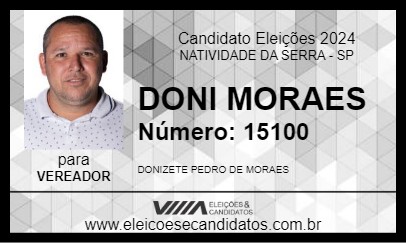 Candidato DONI MORAES 2024 - NATIVIDADE DA SERRA - Eleições