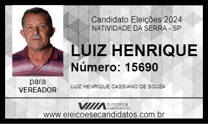 Candidato LUIZ HENRIQUE 2024 - NATIVIDADE DA SERRA - Eleições