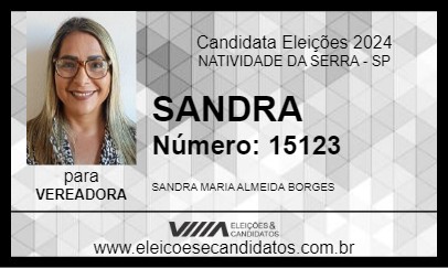 Candidato SANDRA 2024 - NATIVIDADE DA SERRA - Eleições