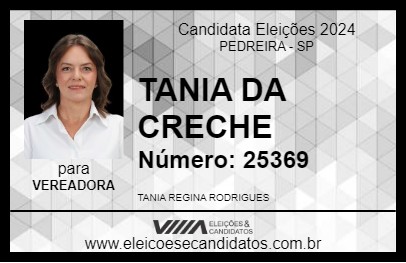 Candidato TANIA DA CRECHE 2024 - PEDREIRA - Eleições