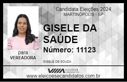 Candidato GISELE DA SAÚDE 2024 - MARTINÓPOLIS - Eleições